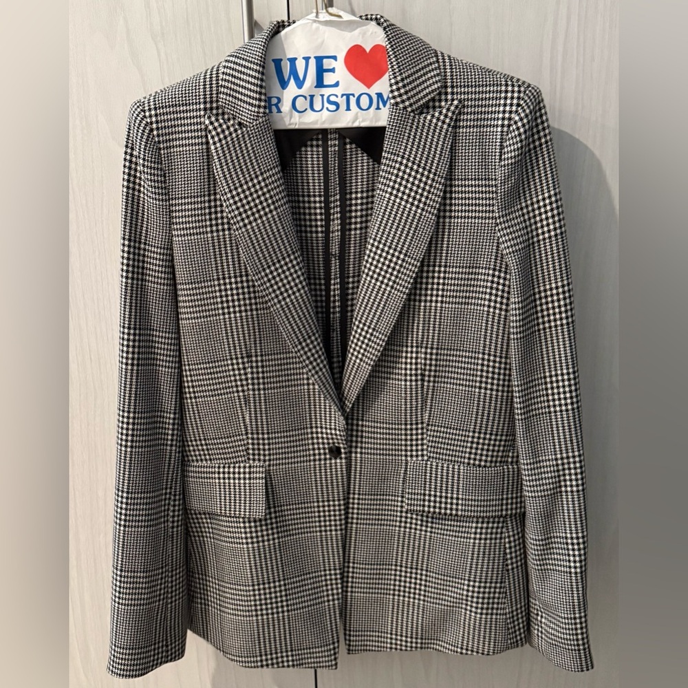 Central Park West Black and White Plaid Blazer